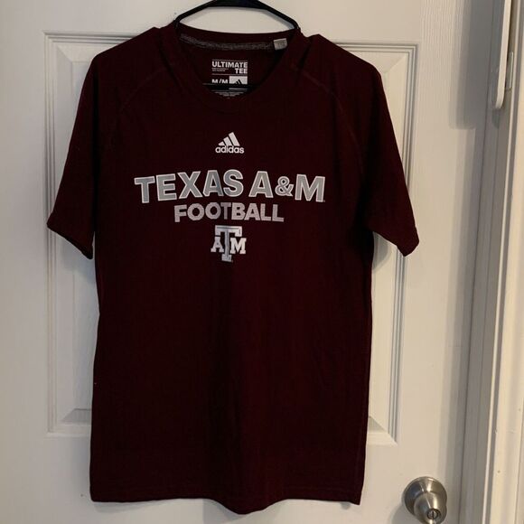 Adidas Ultimate Tee Texas A&M Short‎ Sleeve Graphic T-Shirt Womens M Maroon - Picture 1 of 3